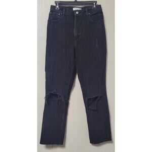 Abercrombie And Fitch 90s Straight Ultra High Rise Black Ripped Jeans Size 28